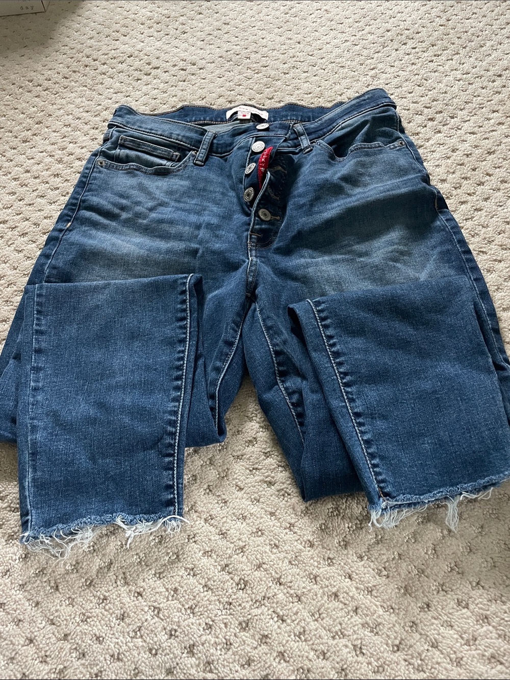 Lucky Brand Women's Dark Blue Straight Jeans with Button Fly